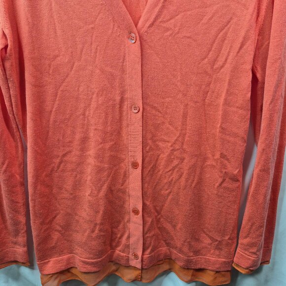 Neiman Marcus Sweater Womens XL Orange Silk Cashmere Cardigan Long Sleeve - Picture 7 of 10